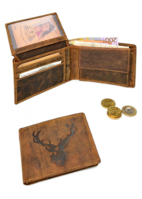 Vintage Scheintasche 2tlg. Royal Stag brown Leder